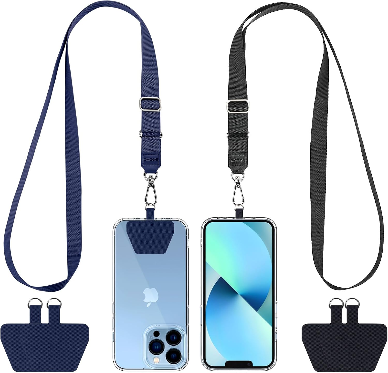 CACOE Universal Mobile Phone Lanyard, 2 Pcs Adjustable Collar Lanyard and Durable Patches, Mobile Phone Neck Strap Compatible with Most Smartphones
