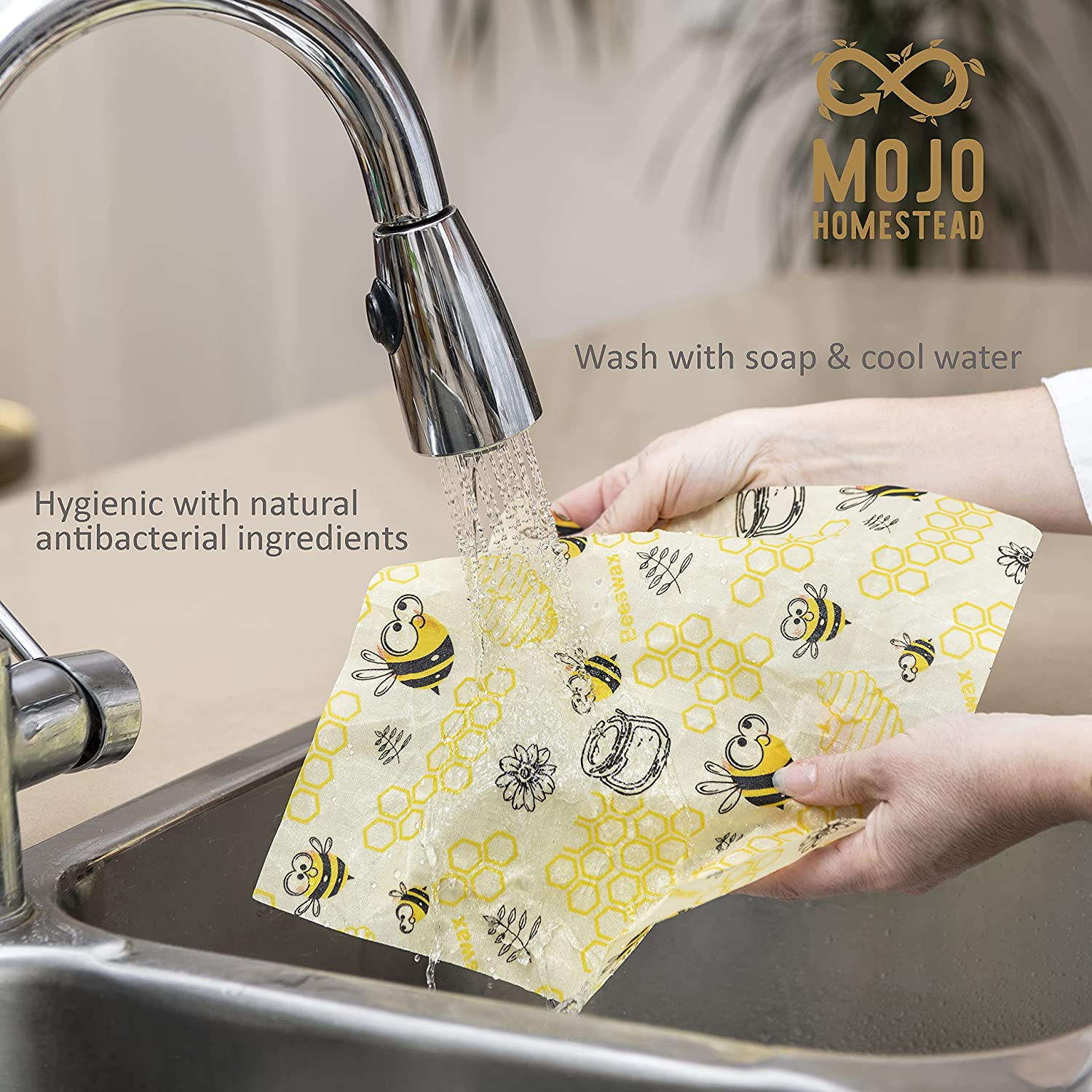 Beekeeper and Australian Farmer Approved Organic Reusable 3 Pack Beeswax Food Wraps by Mojo Homestead - Eco-Friendly, Zero-Waste, Biodegradable, Easy Clean, Keeps Food Fresh, No Plastics, FDA Approved image number 1