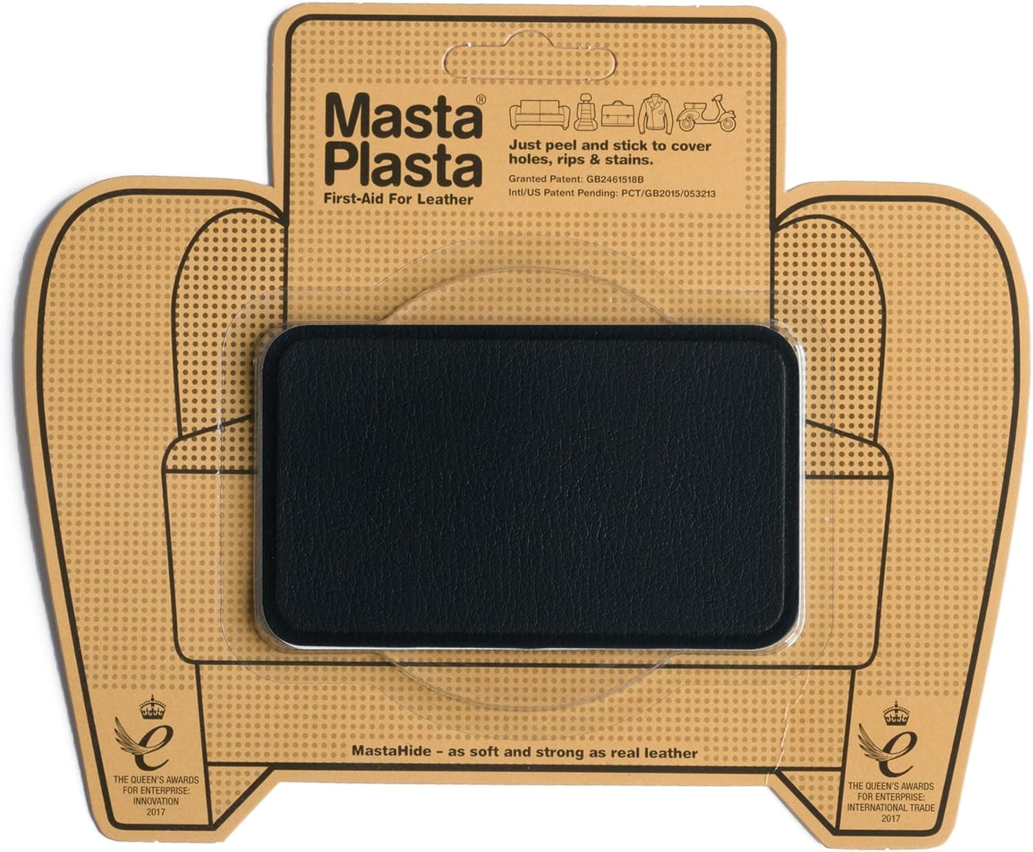 Mastaplasta Premium Leather Repair Patch - Black 10Cm X 6Cm (4In X 2.4In). Your Instant Stick-On Upholstery-Quality Repair for Sofas, Car Seats, Handbags, Jackets & DIY image number 2