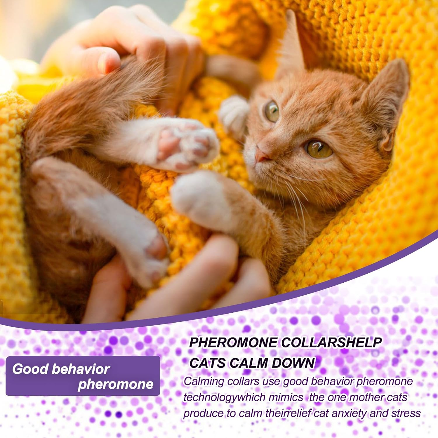 Soothing Collar, Calming Collar for Cats, Calming Collar for Cats, Pheromones and Cats, Relieves Anxiety, Waterproof, Adjustable Anti-Stress Cat Collar, Quiet image number 6