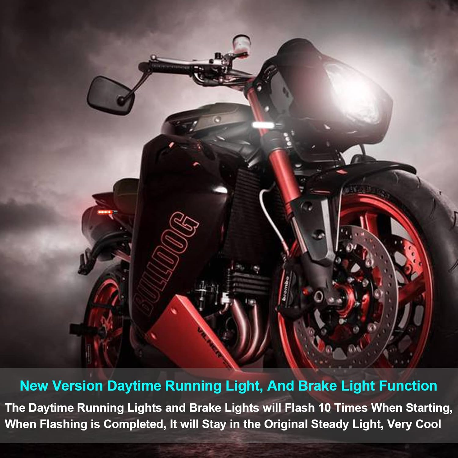 Kinstecks 4PCS Motorcycle Indicators Flowing Turn Signal Lights Motorbike Turning Indicators Daytime Running Lights Brake Lights 12V 16LED for Motorcycle Motorbike image number 3