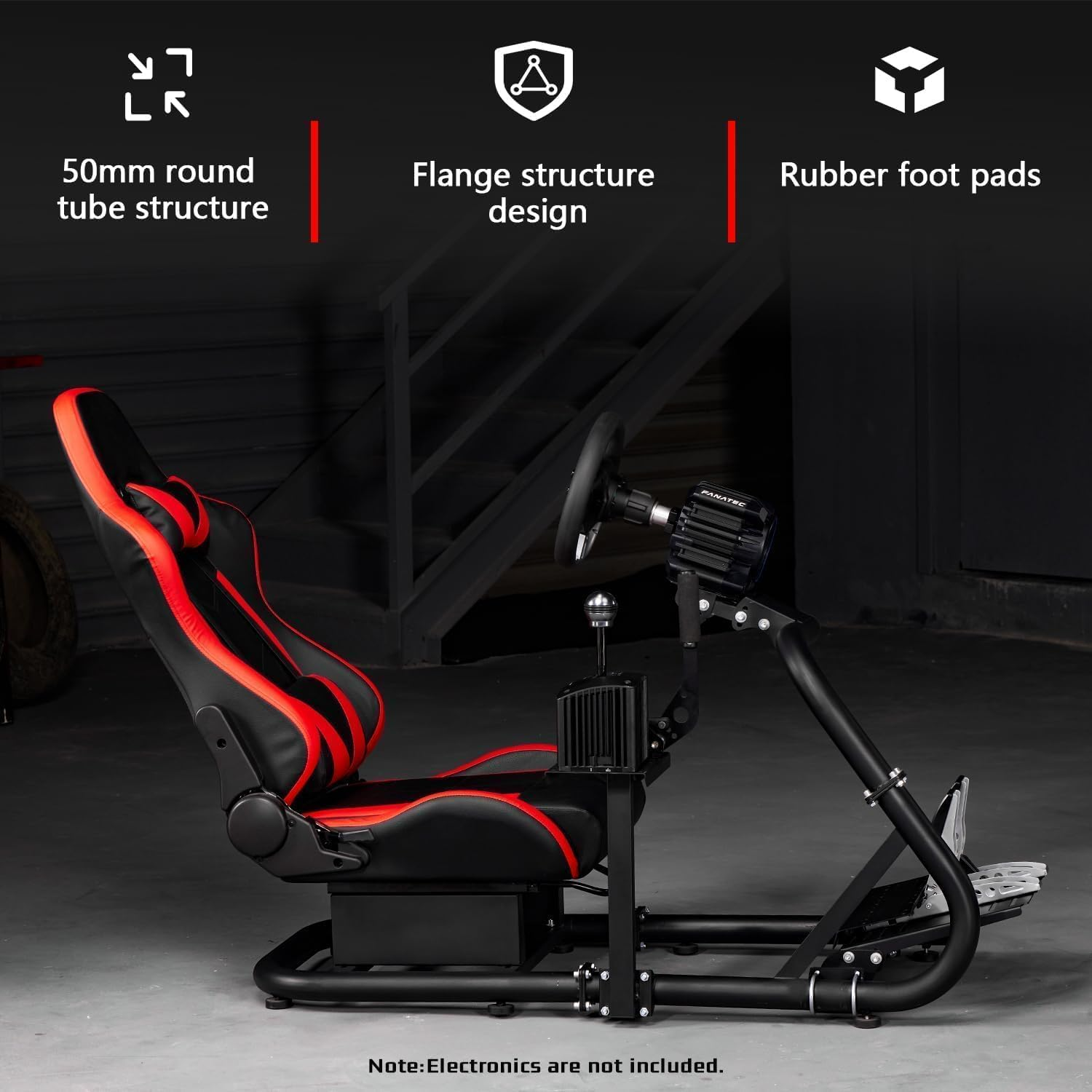 Dardoo Racing Simulator Cockpit Game Seat Red,Adjustable Frame and Seat Fit for Logitech G25 G27 G29 G920 G923, Thrustmaster T300, Fanatec, Steering Wheel Stand without Wheel,Handbrake and Pedal image number 1