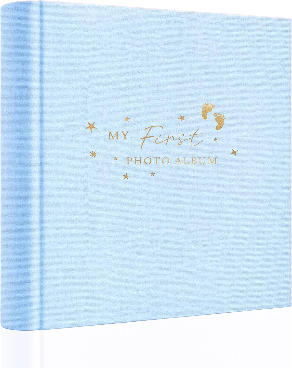 Holoary Baby Photo Album 4X6 100 Photos with Writing Area, 100 Pockets 4X6 Picture Album, Linen Fabric Cover Picture Book for Photos, Baby Photo Albums Hot Stamping Cover(Blue)