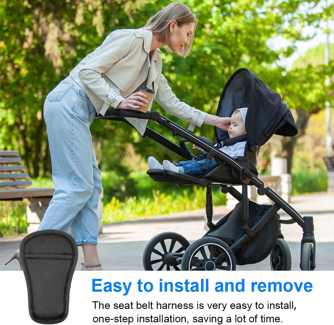 Baby Pad Crotch Cover, Soft Car Seat Belt Cover Pad for Pushchairs, Prams, Car Seats image number 3