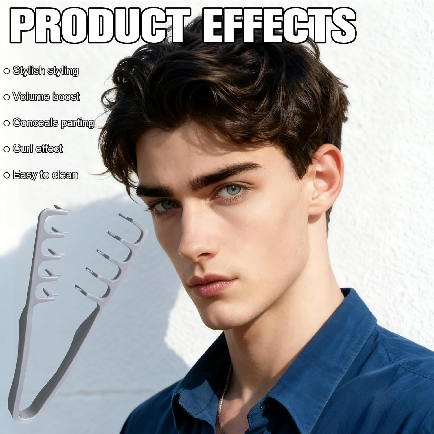 Afeamo Texture Comb, Volumizing Wide-Tooth Hair Styling Comb, Texture Combs, Volumizing Styling Tool for Cover the Bangs Seam and Fluff up Top of the Head for Women Men image number 6