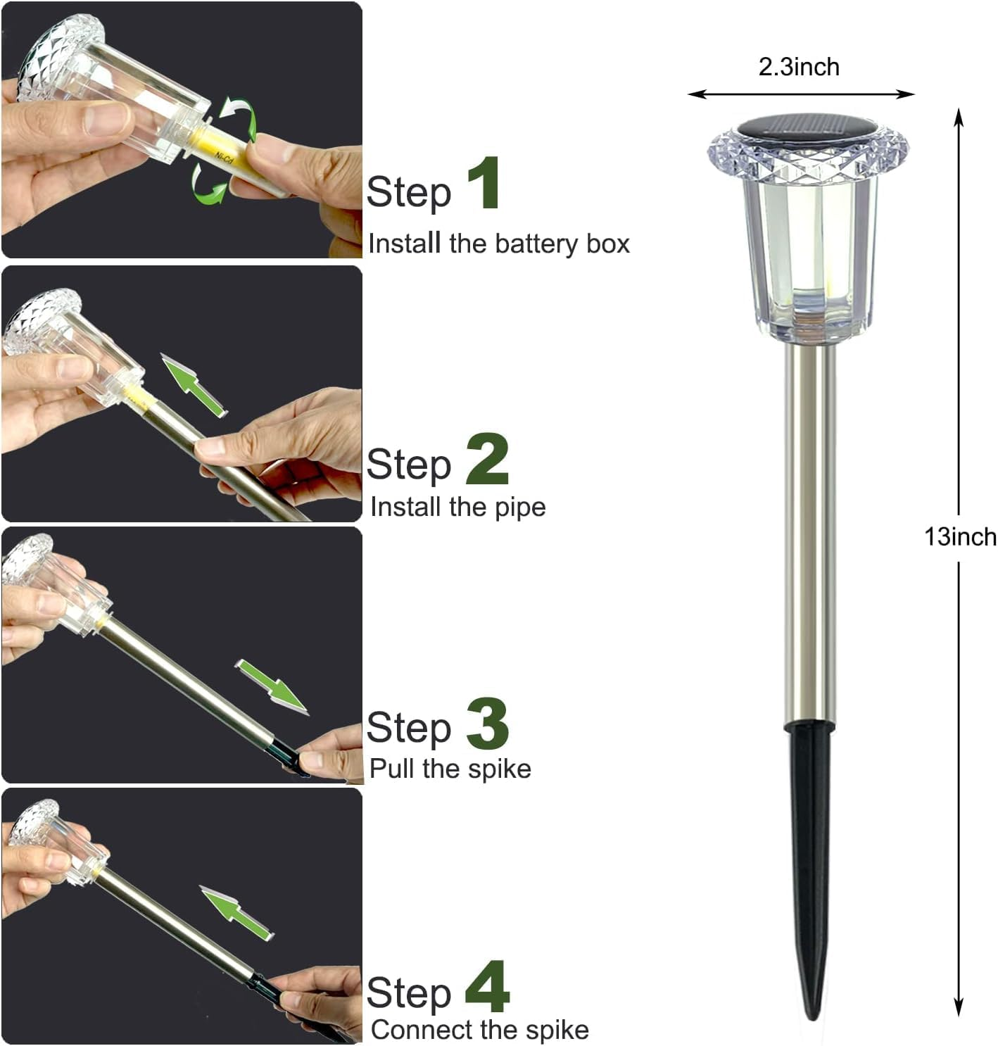 Bright Solar Pathway Lights Outdoor 10 Pack, Upgraded Solar Lights up to 12 Hours LED Landscape Lighting Waterproof Decorative for Garden Ground Lawn Yard Walkway (Cold White) image number 4