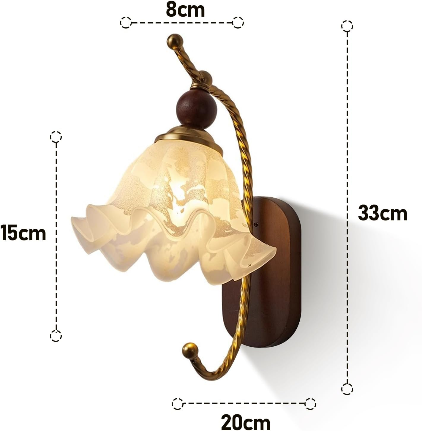Wall Lamp,Milk Glass Wall Sconce,Mid Century Flower/Hardwired Gold Vintage Hallway Light Fixture image number 6