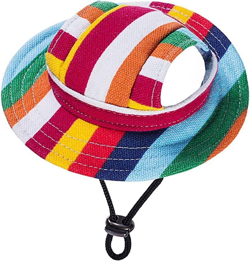 Marupet round Brim Princess Hat Visor Hat Pet Dog Mesh Porous Sun Hat with Ear Holes for Small, Extra Small Dog Teddy, Pug, Chihuahua, Shih Tzu, Yorkshire Terriers, Papillon Stripes L image number 3