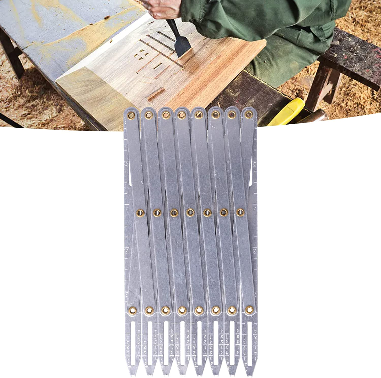 Expanding Sewing Gauge, Aluminum Sewing Gauge Quilting Button Sewing Tool Quilting Ruler Set Expanding Equal Space Divider Retractable Button Maker for Pleats Crafts image number 5