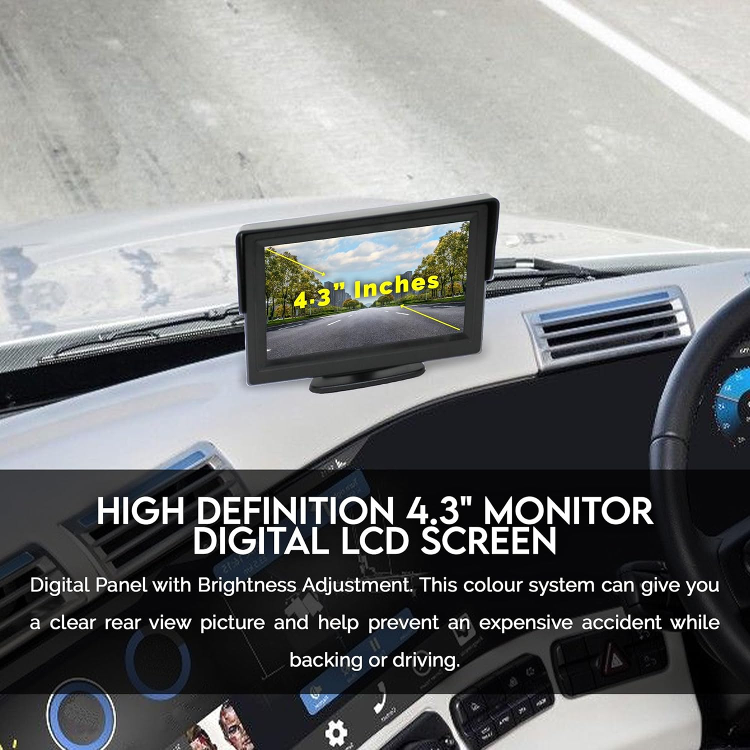 Wireless Reversing Reverse Camera for Car Rearview Cam Kit Elinz 4.3&rdquo; LCD Monitor 12V Colour IR Night Vision CMOS 2 AV Inputs 170 Degree Wide View Angle Waterproof IP68 Sedan UTE Van SUV