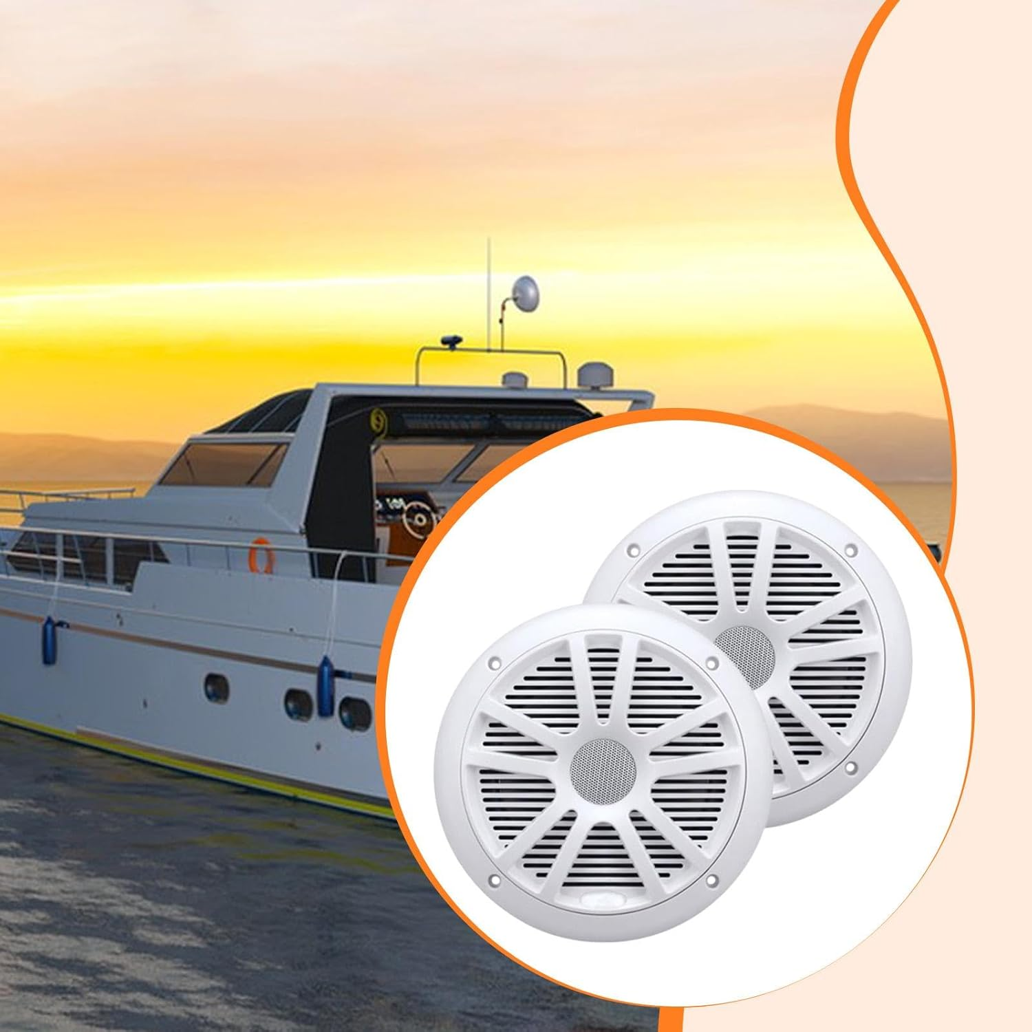 Fashioncha 2Pcs Marine Speakers Weather Resistant Accessory Practical Easy Installation Premium Durability Replacement Waterproof image number 1