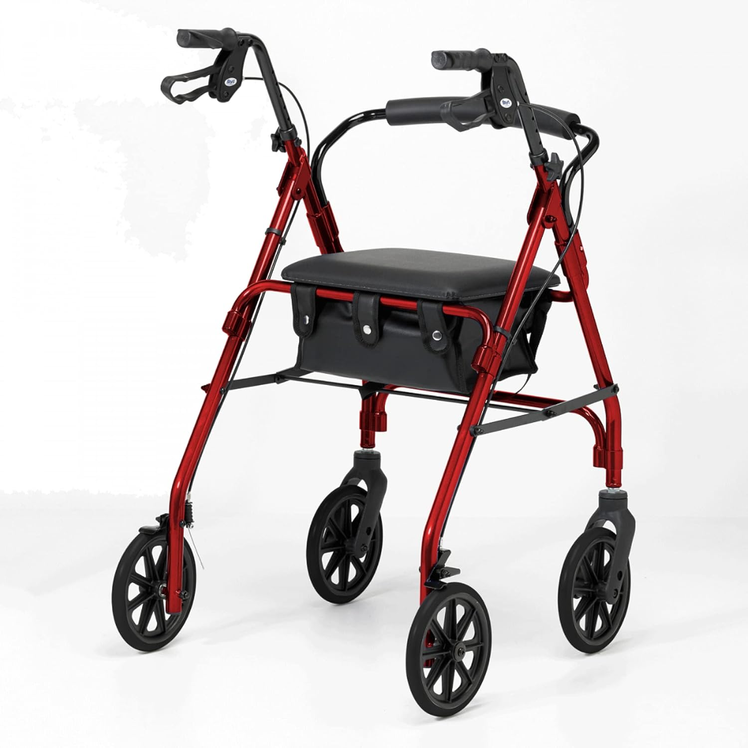Days 105 Wheeled Rollator, Mobility Aid for Disabled or Elderly, Lightweight, 8" Wheels, Red image number 3