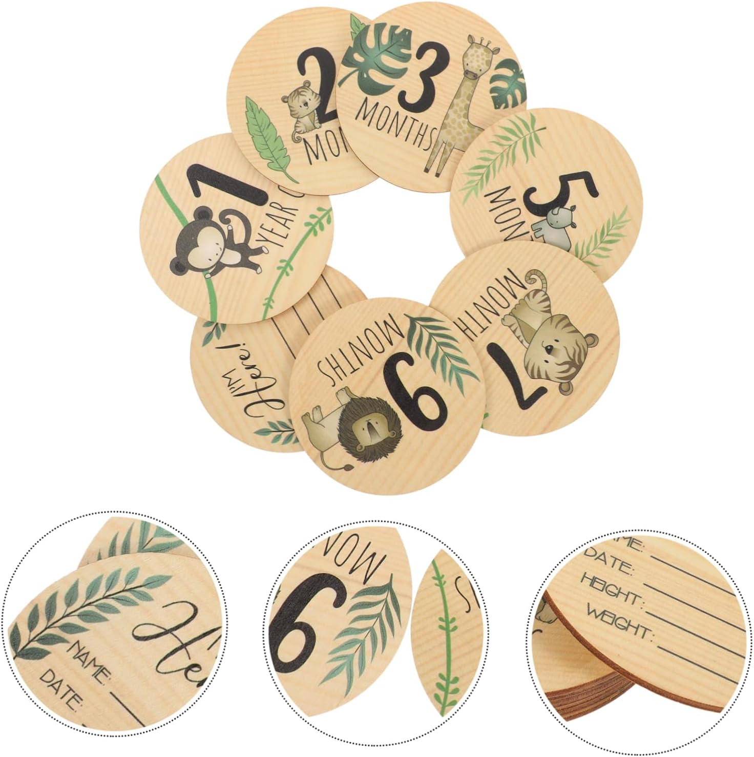 7Pcs Wooden Milestone Cards Boy Girl Months Newborn Announcement Signs Birth Decor Photo Props for Girl image number 2