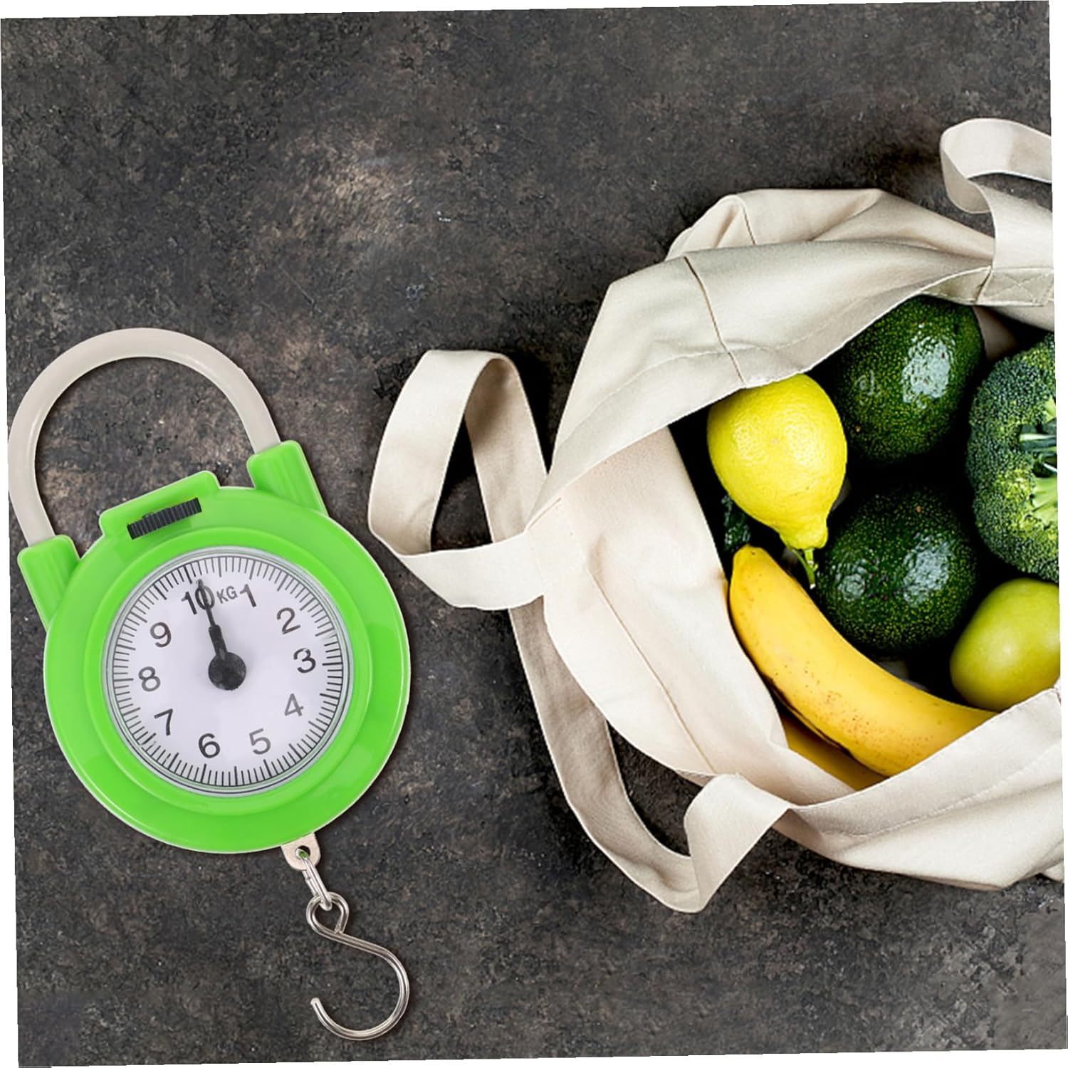 DECOMELODY Portable Small Spring Scale for Travel Luggage and Suitcase Weighing Manual Lightweight Metal and Plastic Handheld Scale with Hook for Home and Travel Essentials