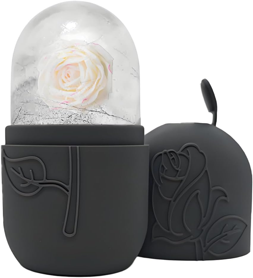 Ice Roller for Face, Eyes & Neck, Skin Care Tools, Silicone Ice Cube Massager for Skin Care, De-Puffing Eye Bags, Migraine Relief, Reusable Ice Mold for Face Massage (Rose Red & Pink)