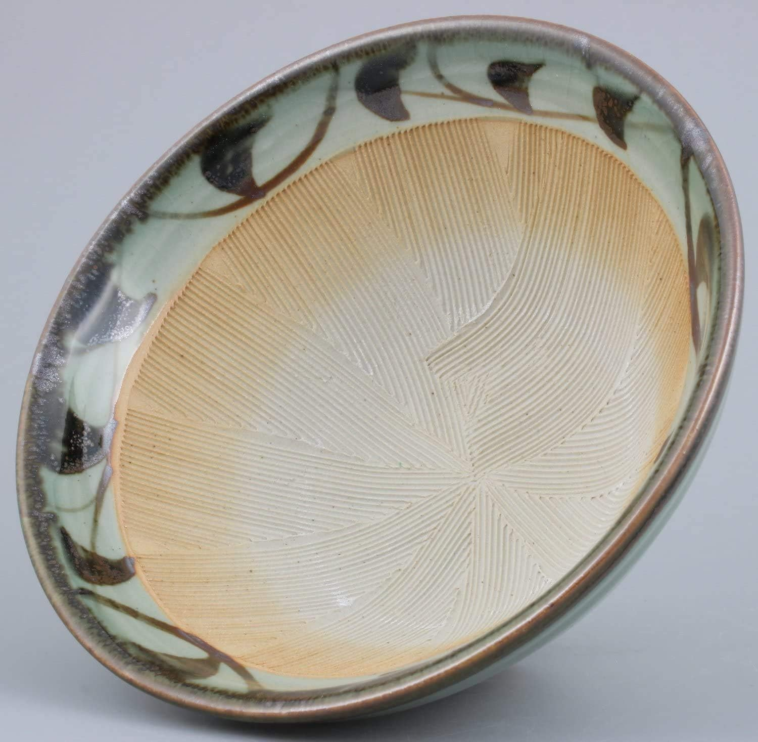 Made in Japan Mortar & Pestle (Suribachi & Surikogi) Set Authentic Mino Ware Pottery, Small 5.98 Inches, Pale Blue-Green with Arabesque Pattern, M882-50 image number 2