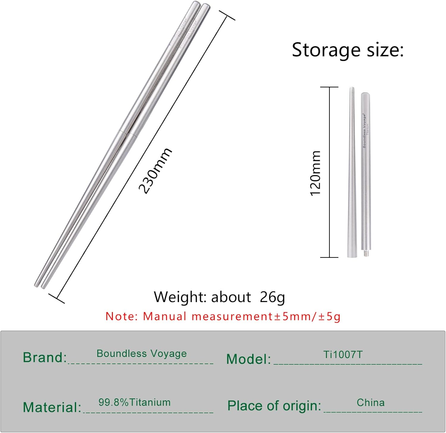 Boundless Voyage Titanium Detachable Chopsticks Outdoor Camping Portable Tableware with Storage Bag Ti1007T image number 3