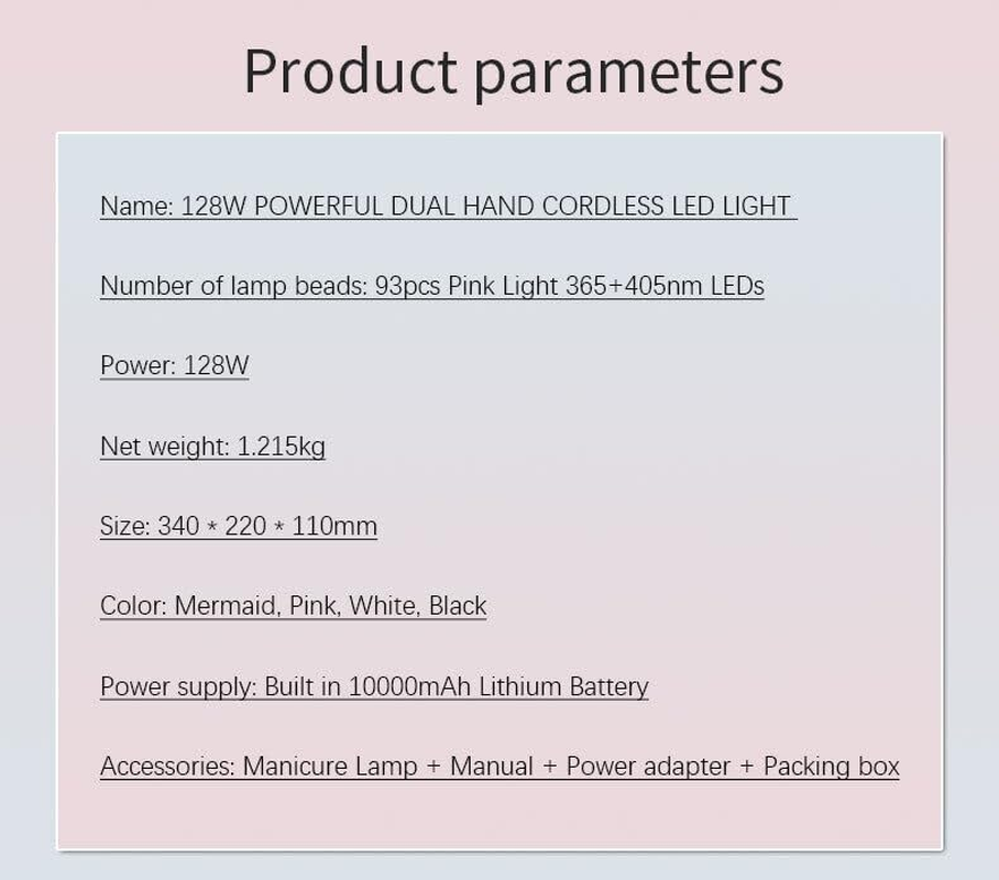 128W Rechargeable UV Led Nail Lamp, Professional Cordless Nail Dryer UV Light Nail Lamp for Gel Nails with Automatic Sensor/4 Timer Setting image number 3