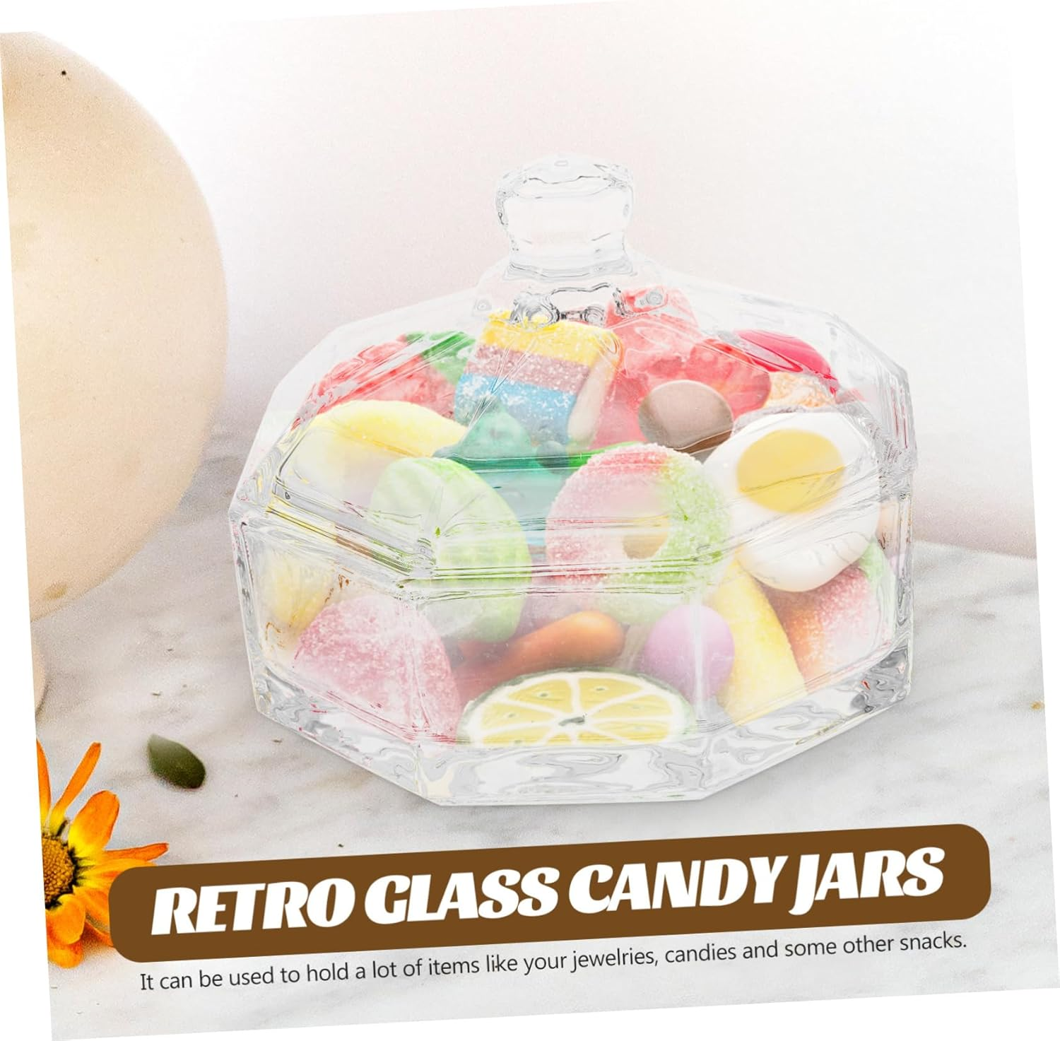 Zerodeko 2Pcs Glass Storage Boxes Retro Candy Containers Household Jars Kitchen Use Glass Jar Lid for Home Use image number 6