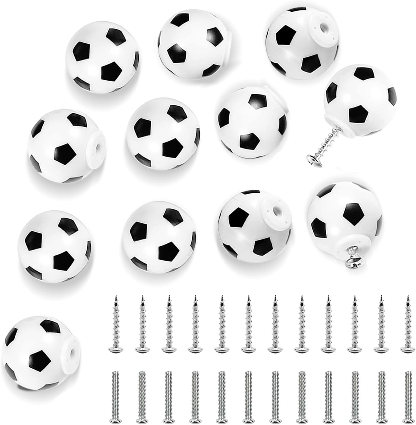 JJWNMLL 12Pcs Football Dresser Knobs Soccer Drawer Knobs Sports Theme Decor Handles Furniture Decoration Pulls Handles for Dresser Cupboard Wardrobe Cabinet image number 4