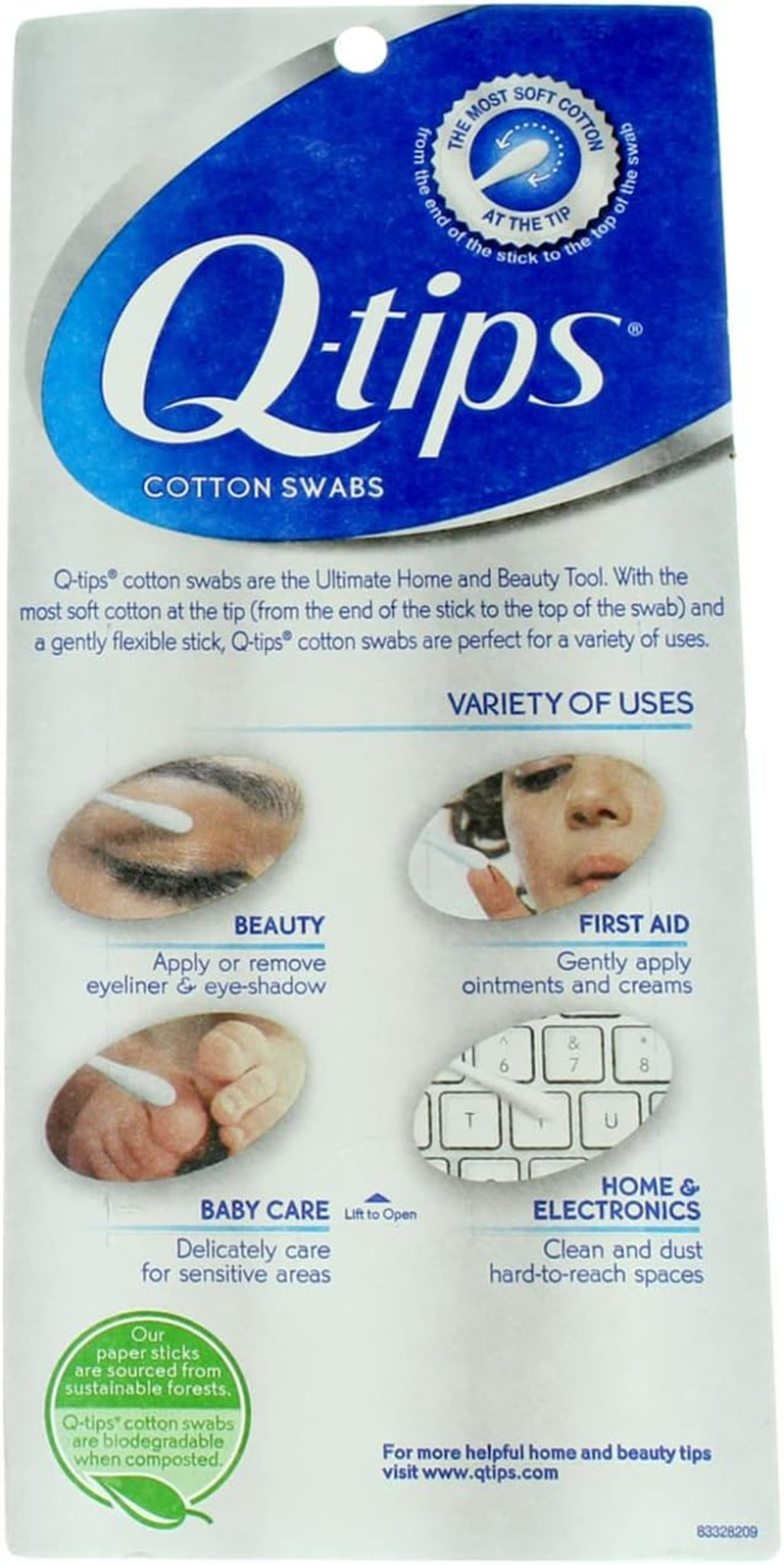Q Tips Cotton Swab Size 625Ct Q Tips Cotton Swab 625Ct image number 3