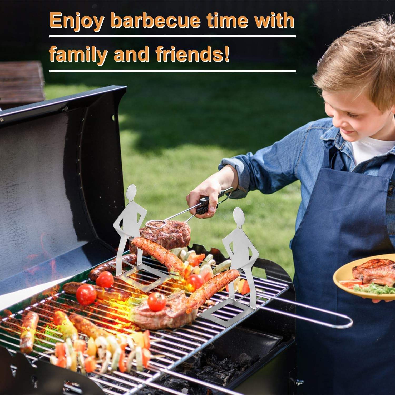 4Pcs Funny BBQ Hot Dog Holder, Stainless Steel Man Shape Sausage Roasters Stand Sticks Portable Novelty Barbecue Grill Accessories for Camping Outdoor Picnic Kitchen image number 6