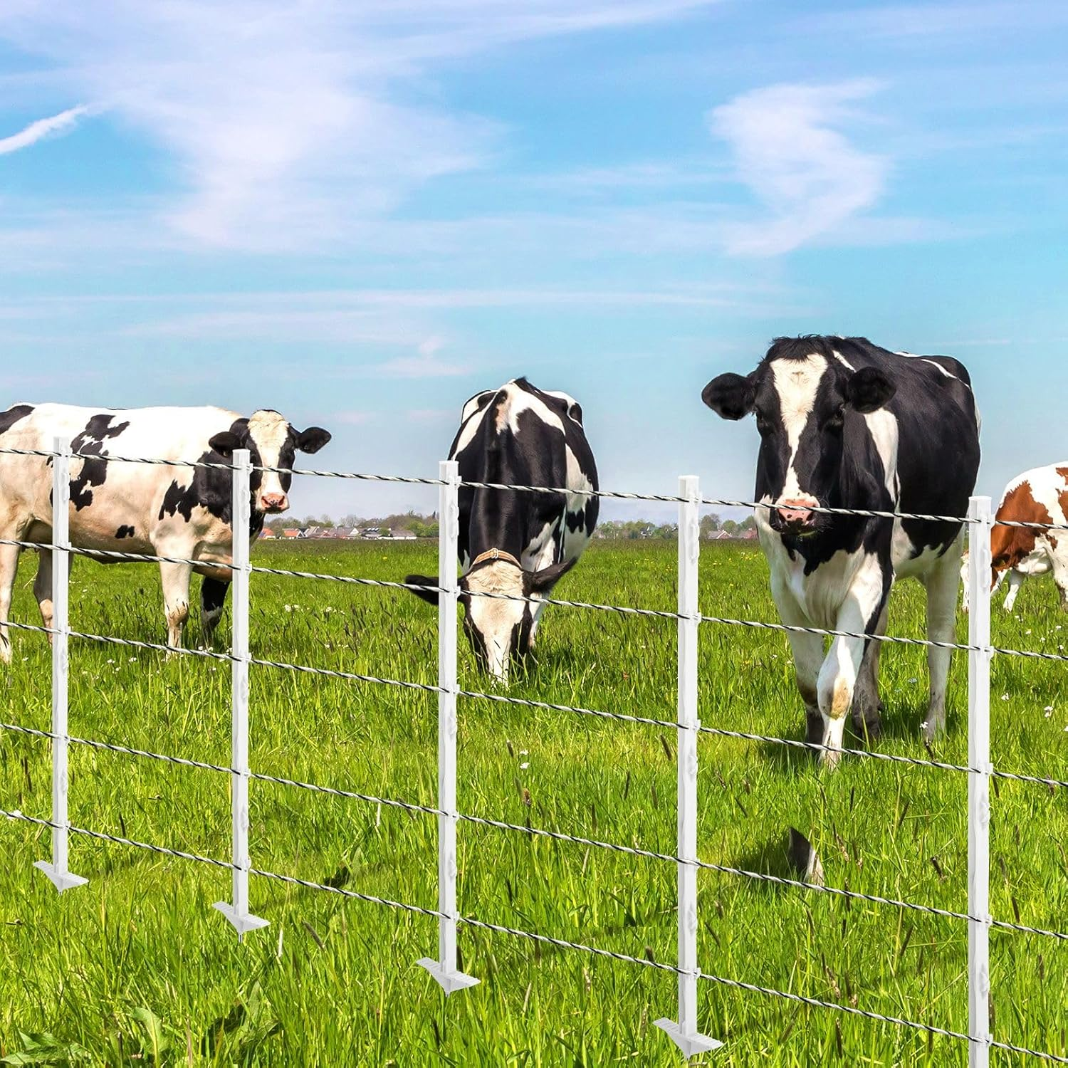 20Pcs Electric Fence Posts Tread Step in Wire Poly Tap Garden Farm Livestock Cattle Sheep Cow Insulators Poles White