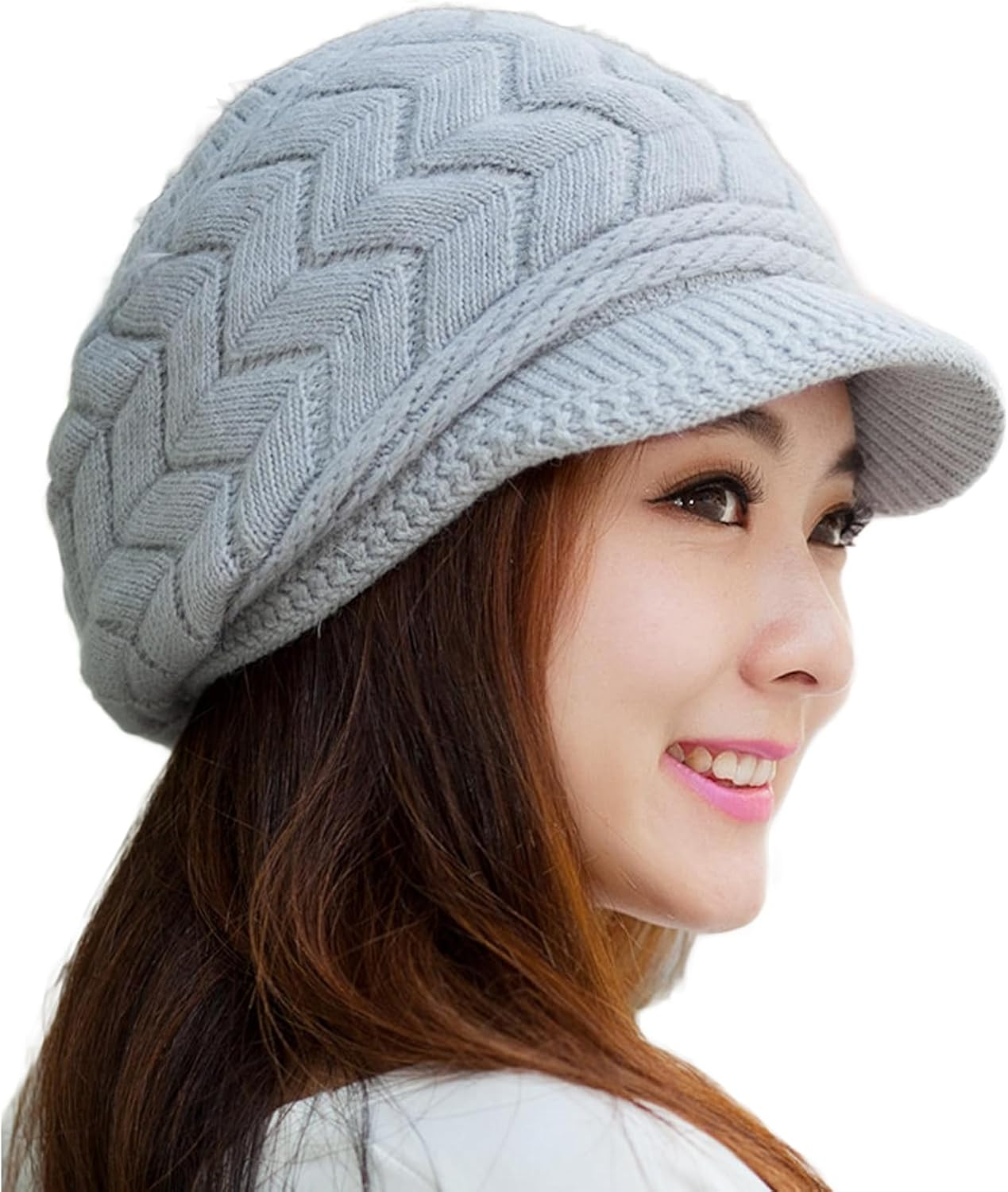 AWOCAN Women Winter Warm Knit Hat Cold Weather Slouchy Beanie Cap Fluff Snow Ski Cap