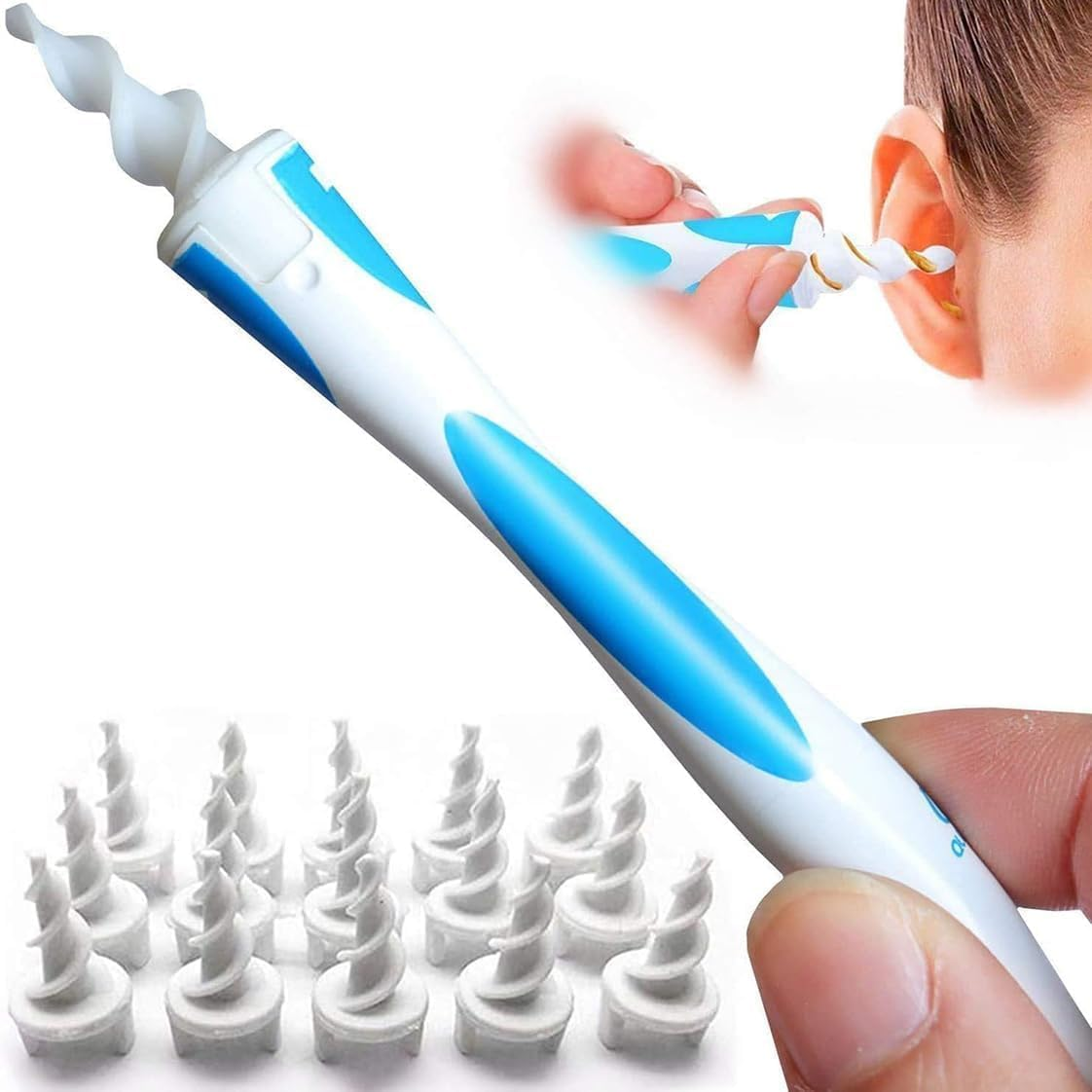 Earwax Remover Tool,Reusable Earwax Removal Kit Safe Ear Cleaner with 16 Pcs Soft and Flexible Replaceme image number 1