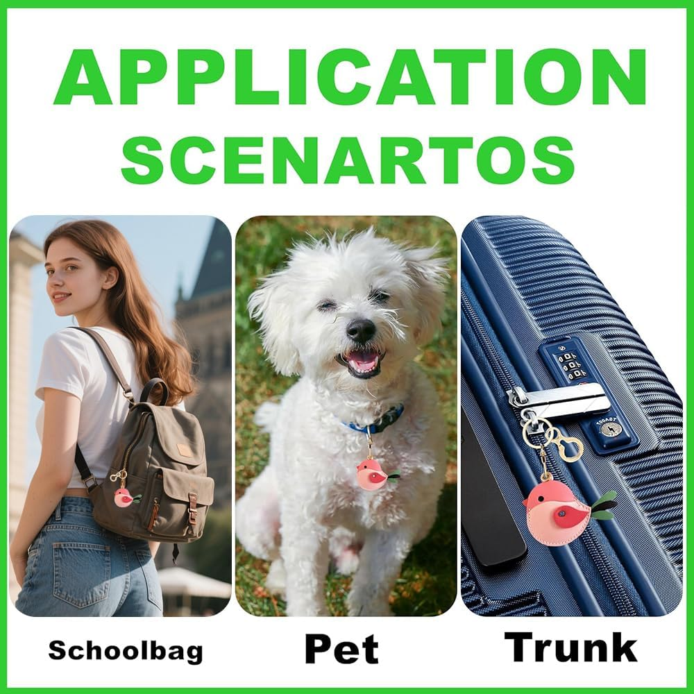 Bird Shaped Tracker Keychain, Leather Protective Case with Key Ring for Smart Tags, Anti-Scratch Cover for Pet Tracking and Bag Accessories image number 4