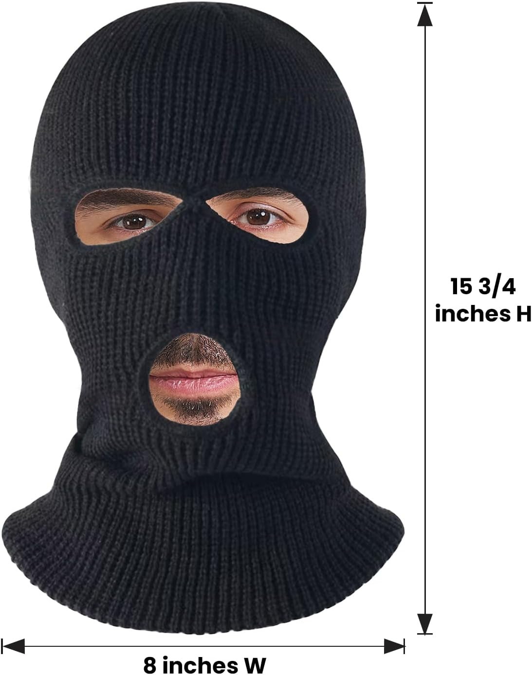 TOPTIE 3 Hole Balaclava, Double Knitted Windproof Breathable Balaclava for Men Women Knit Hat - Hot Pink image number 3