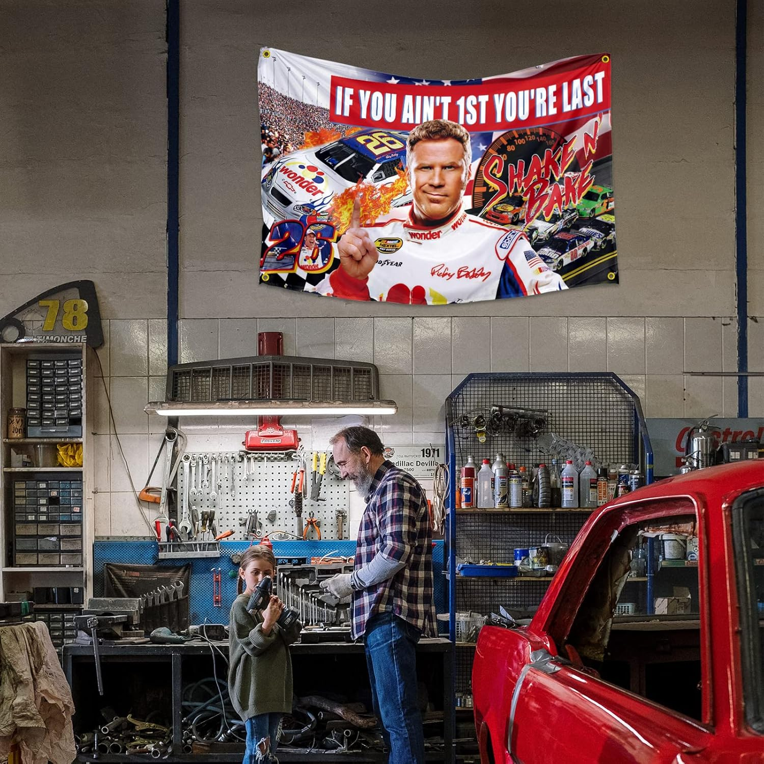 If You Ain'T 1St First You'Re Last Flag for Talladega Nights Ricky Bobby，3X5 Feet Flag Funny Poster Durable Man Cave Wall Flag with Brass Grommets This Beautiful Entertaining Banner Flag for College image number 3