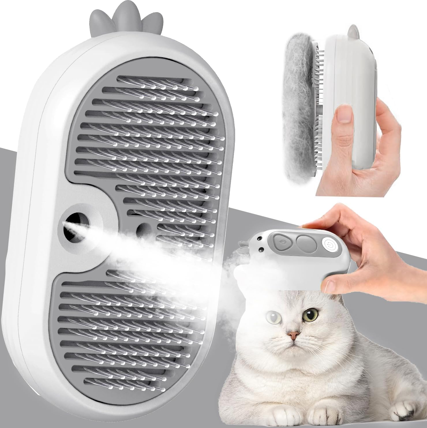 Aymxcls Cat Steam Brush with Release Button,Self Cleaning Spray Cat Brush with Release Button for Cats Shedding, Cat Grooming Brush for Removing Knots,Loose Hair image number 5
