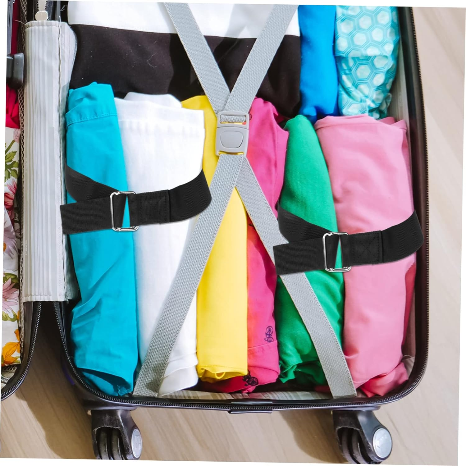 Homoyoyo 6Pcs Elastic Fastening Belts for Luggage Combination Luggage Straps Ratchet Tie down Straps Camping Must Haves Bag Packaging Tools image number 3