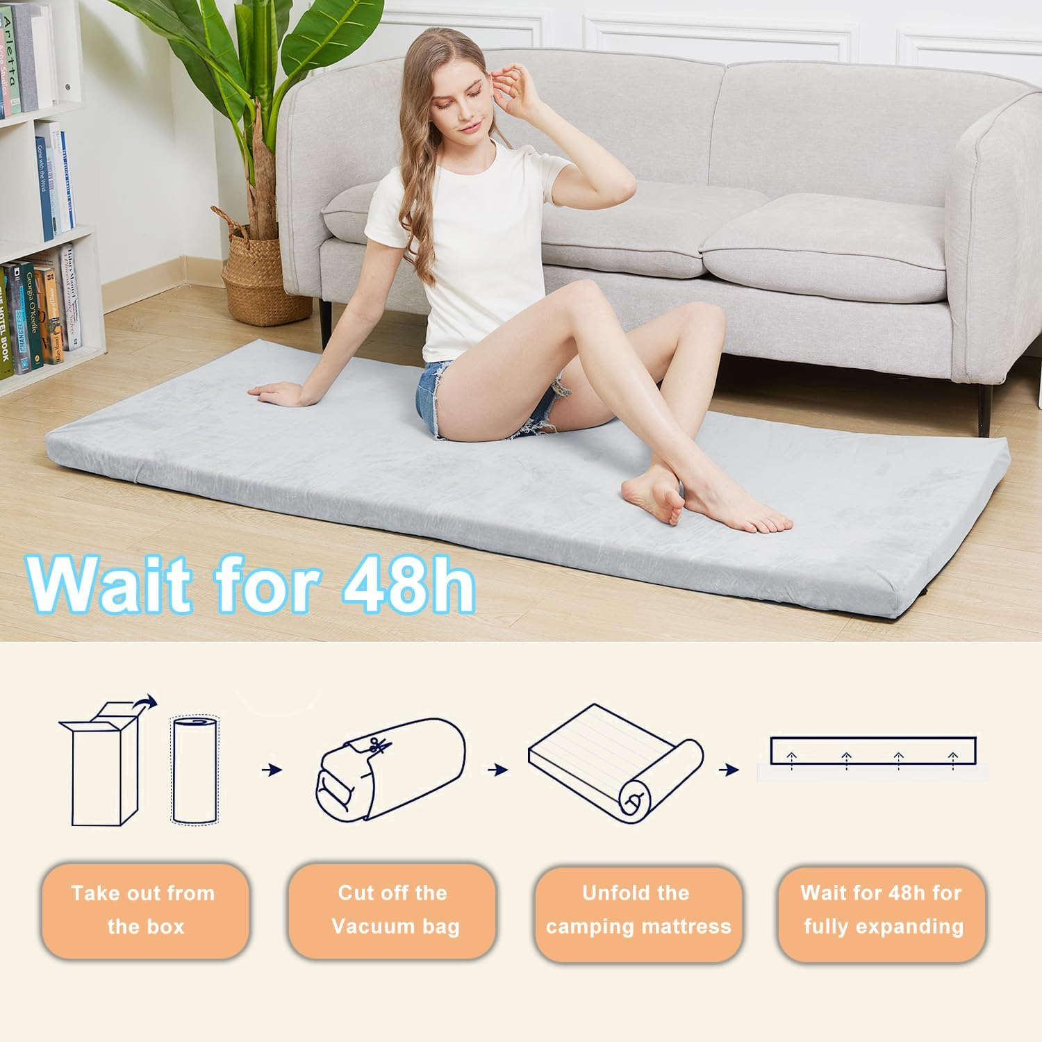 Memory Foam Camping Mattress - Portable Roll up Sleeping Pad for Car, Tent, Cot & Floor - Waterproof, Comfortable & Compact with Travel Bag image number 1