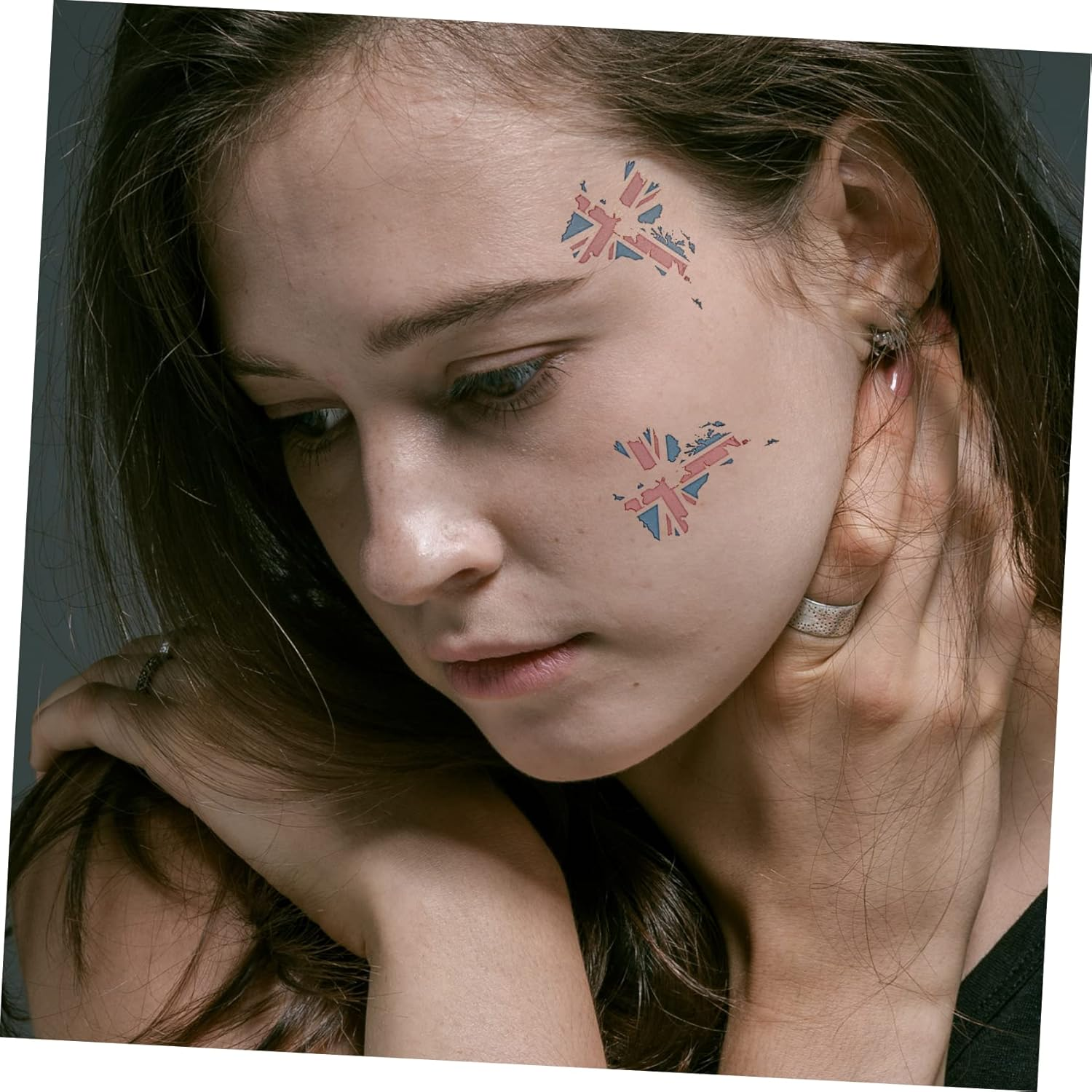 PLAFOPE 5 Sets of National Flag Face Stickers Temporary Tattoo Stickers for Sports Fans Portable and Easy to Apply for Game Day and Celebrations image number 1