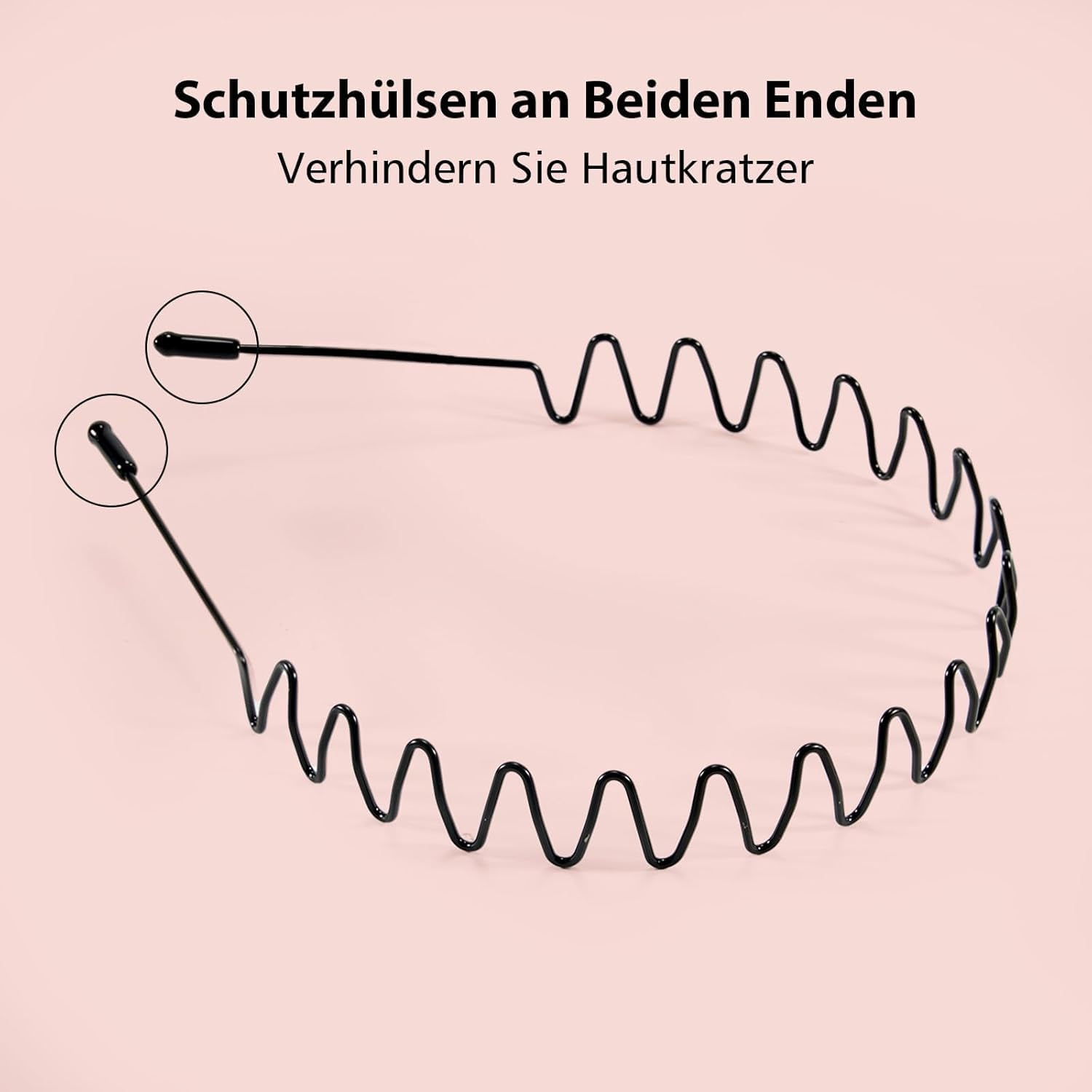 Pack of 6 Women'S and Men'S Zigzag Hair Band Wave Black Spring Headband for Outdoor Sports Yoga Fitness