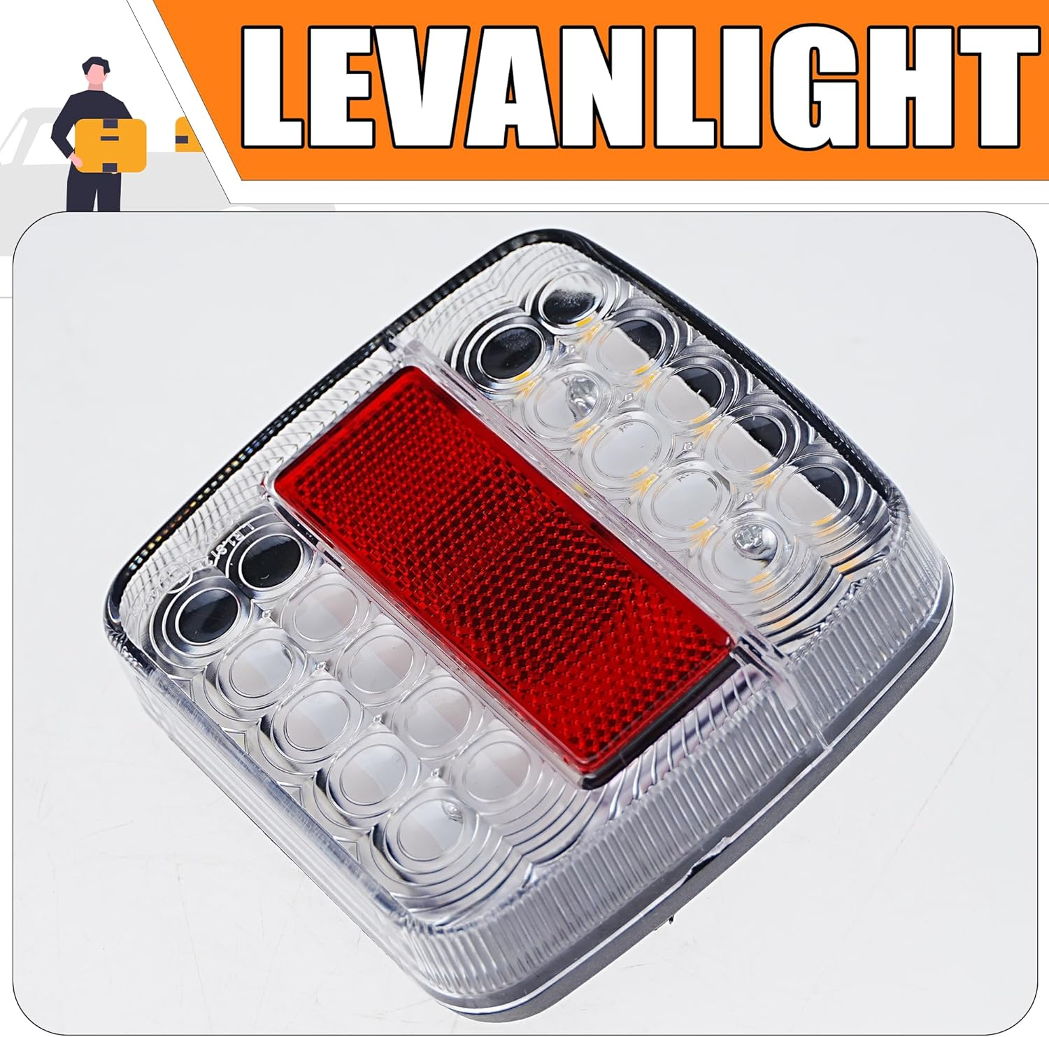 1Pair 12V 26LED Stop Tail Lights Kit Waterproof Turn Signal Running Brake Lights for Boat, Trailer, Truck, RV, Camper, UTV, UTE, Van Clear Lens LED Light Kit image number 1