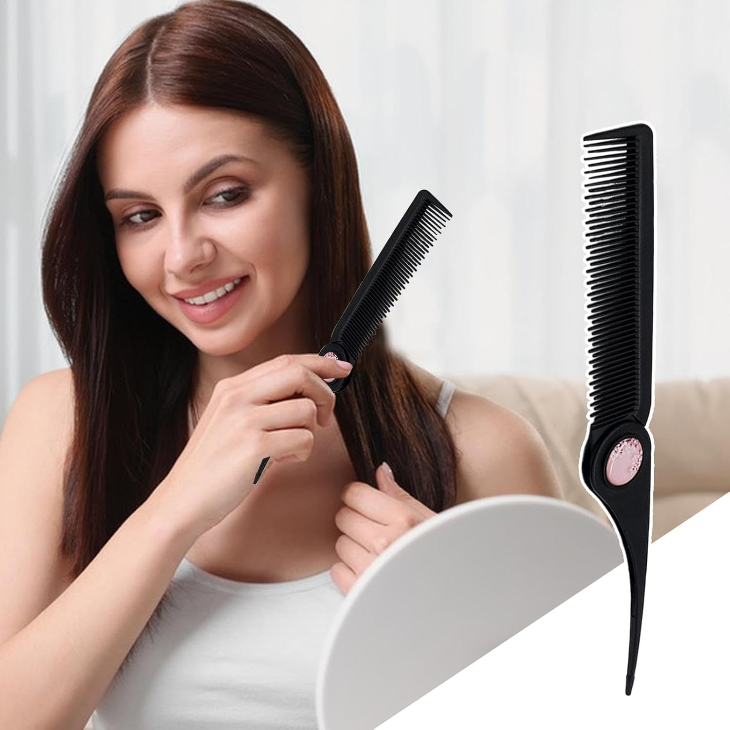 Tail Combs for Parting,Hair Parting Folding Combs | Travel Pocket Parting Comb, Fine Tooth Comb for Girls, Family, Friends, Kids image number 4