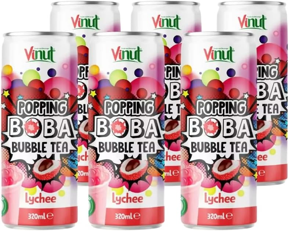 Vinut Popping Boba Bubble Tea Lychee Fl 320Ml 6 Pack image number 3