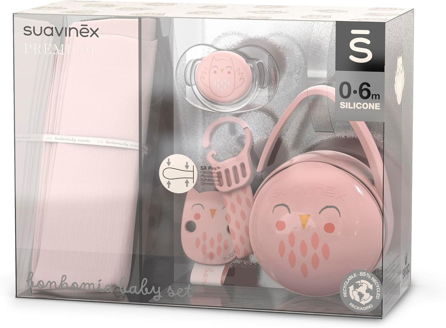 Suavinex Baby Gift Set, Bonhomia Owl Pink image number 1