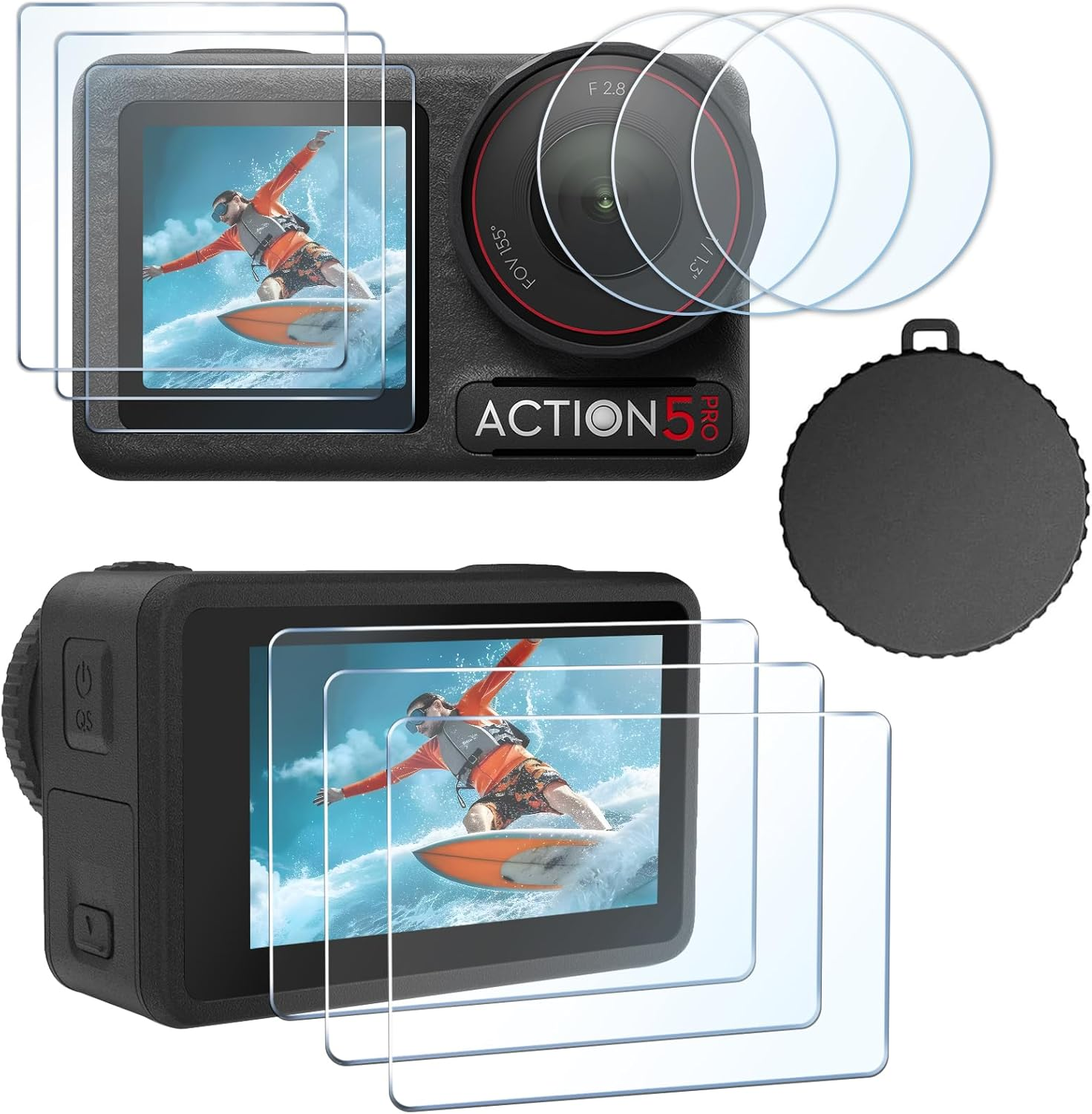 Fitstill [10Pcs] LCD Screen Protector with Silicone Lens Cap Appliable for DJI Osmo Action 5 Pro,Osmo Action 5 Pro Action Camera Accessories,Ultra HD 9H Hardness,Scratch Resistant Bubble-Free image number 6