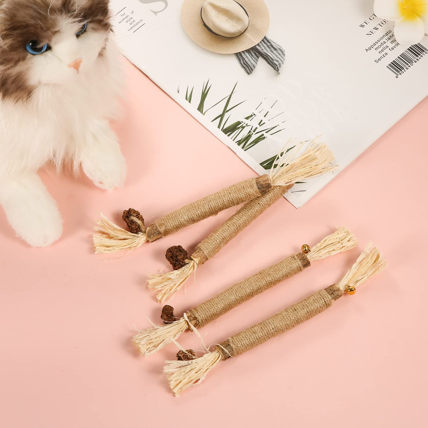 4 Packs Catnip Toys, Silvervine Chew Sticks Cat Teeth Cleaning Toy or Indoor Cats, More Attractive to Cats Toy, Catnips Chew Toys for Cats and Kitten Teething Dental Toy image number 6