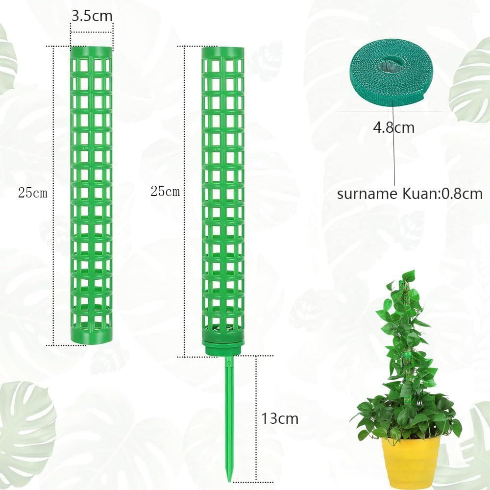 4Pcs Moss Pole for Plants Monstera, Stackable Green Mesh Moss Pole Plastic Plants Extendable Moss Sticks, Totem Pole for Plant Stakes and Supports Potted Plants Indoor Climbing Plants (Green) image number 2
