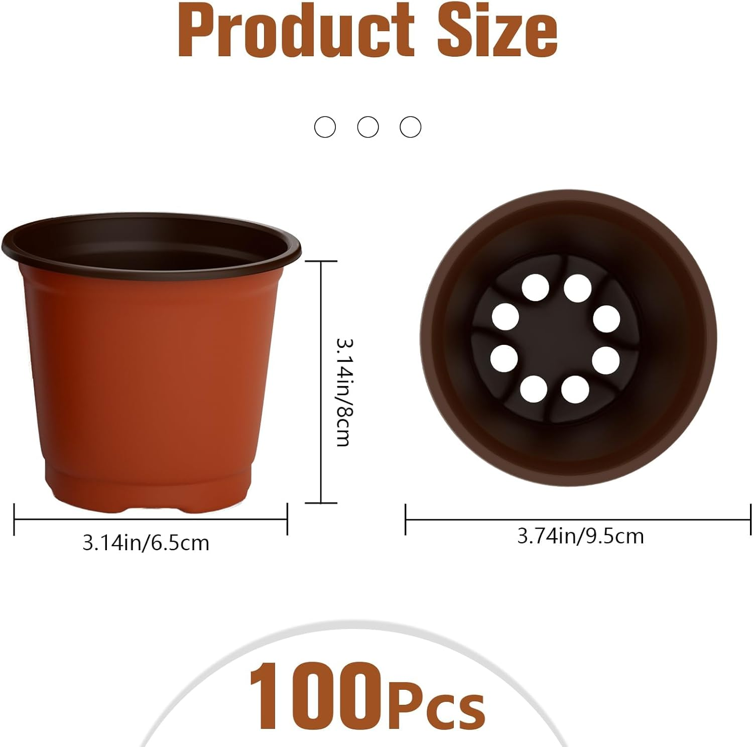 Nursery Pots with Drainage and Saucer,100Pcs Flexible Seed Starting Pots,Seed Starter Pot,Transplanting Containers,Multi-Purpose Functionality,For Succulents Plants Fruits Flowers in Garden Balcony image number 1