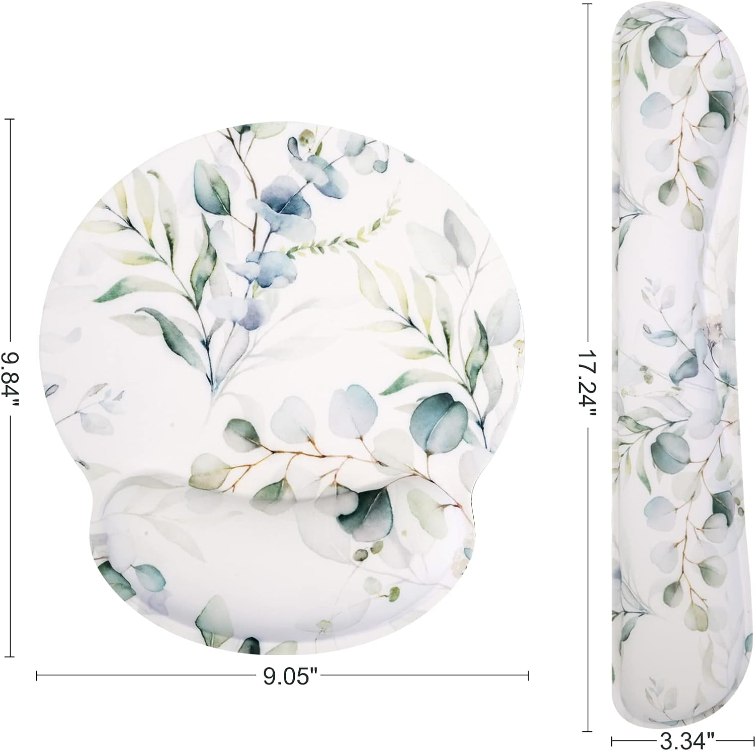 Cute Mouse Pad Wrist Support Keyboard Wrist Rest Set, Ergonomic Mouse Pad with Non-Slip Base for Office Gaming Working Computers,Easy Typing & Pain Relief Mouse Mat,Green Leaves - Pink Strawberry image number 2