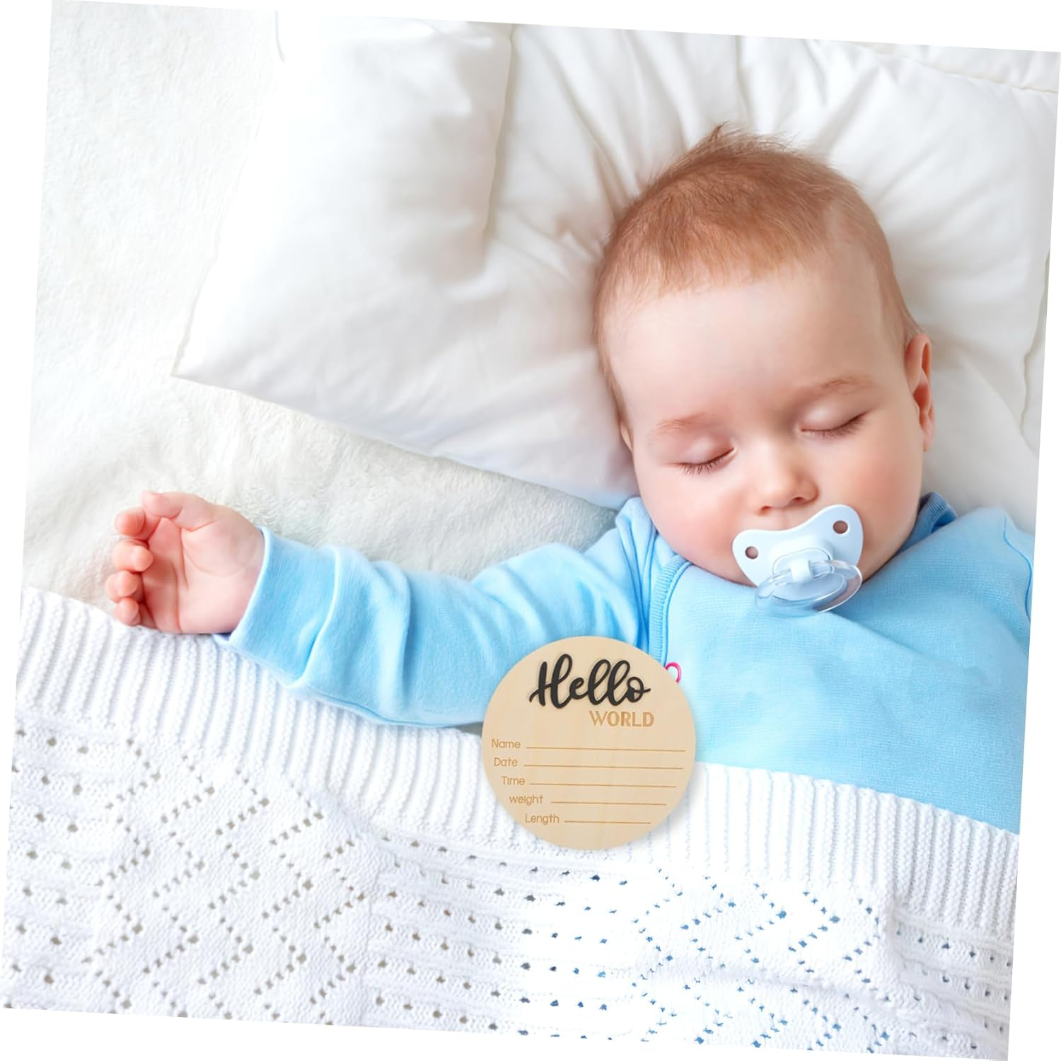 Yardwe Birth Announcement Sign Wooden round Newborn Name Sign Photography Prop for Home image number 6