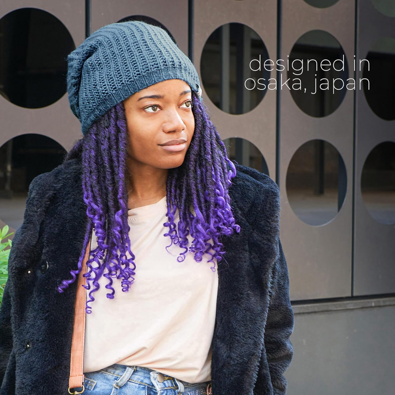 CHARM Oversized Winter Slouchy Knit Beanie - Mens Warm Fall Hat Womens Dreadlock Cap Large Slouch Tam for Big Heads - Blue image number 3