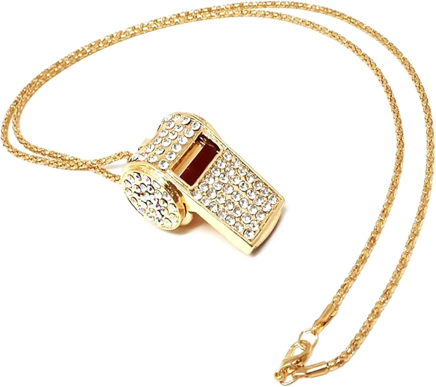 Ugpine Whistle, Metal Crystal Rhinestone Whistle,Bling Whistle,Shining Whistle with Chain for Referees/Coaches/Teachers/Polices/Training - Gold image number 2