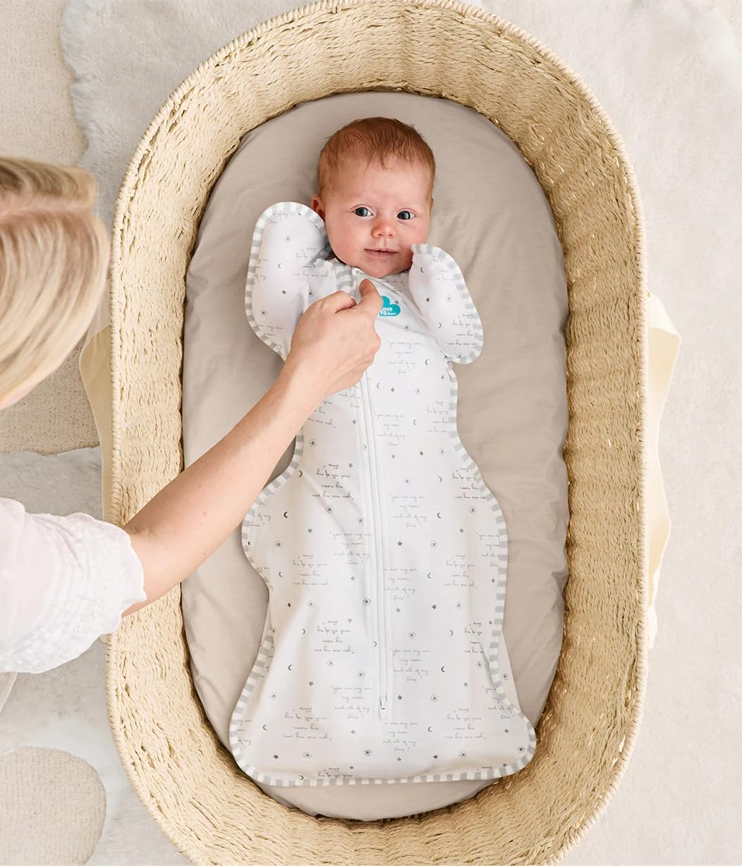 Love to Dream Swaddle Up, Arms up Position, Light and Ultra Breathable Cotton - Versatile - Wearable Blanket - Spring, Summer - Sleep Bag - 0.2TOG (You Are My White, Newborn, 2.2-3.8Kg) image number 2